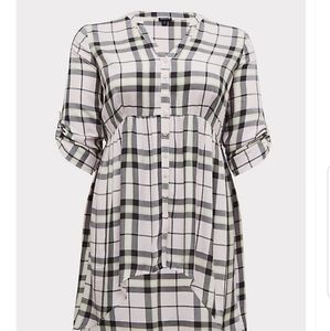 PINK PLAID HIGH LOW SHIRT